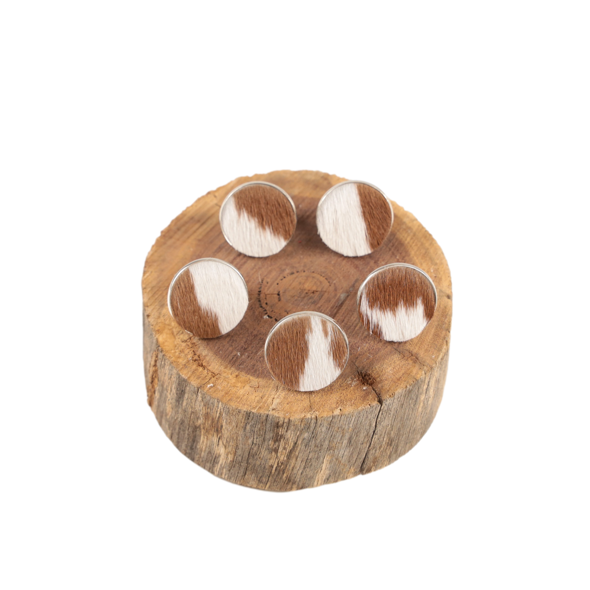 Cowhide Ring - Tan/White Patch