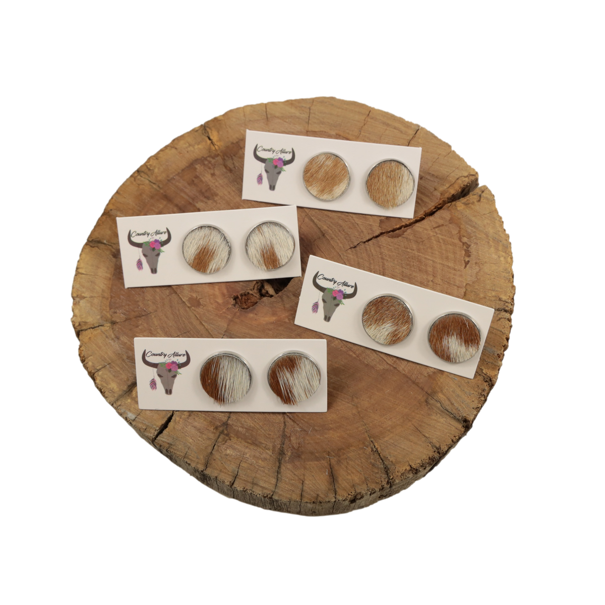 18mm Cowhide Studs - Tan/White Patch