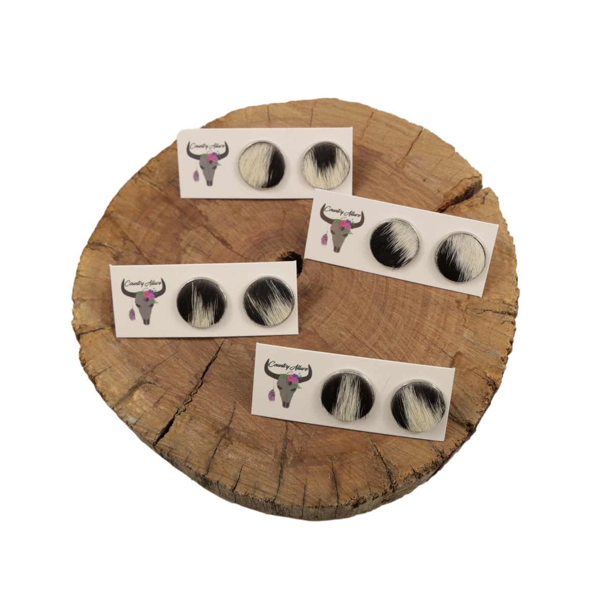 18mm Cowhide Studs - Black/White Patch
