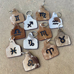 Star Sign Cattle Tag Keychain